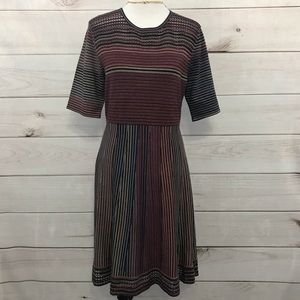 Spence Dress Size XL Gray Black Red Striped